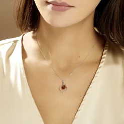 Collier Iva Argent Blanc Ambre