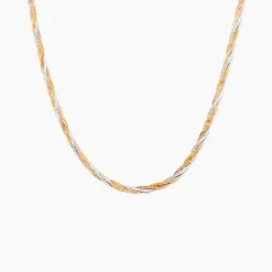 Collier Jasmin Tresse Or Tricolore