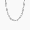 Collier Jeremi Maille Alternee 1/3 Et Plaquettes Argent Blanc