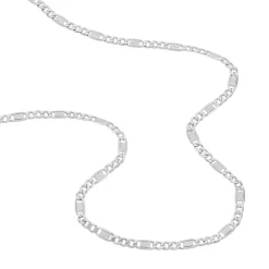 Collier Jeremi Maille Alternee 1/3 Et Plaquettes Argent Blanc