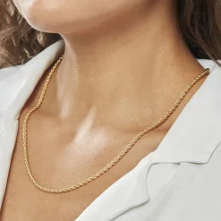 Collier Jerry Or Jaune Maille Corde