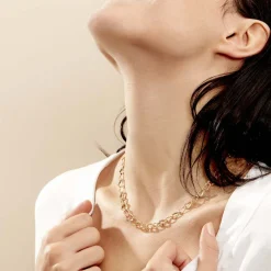 Collier Joice Maille Alternée Et Godronne Or Jaune