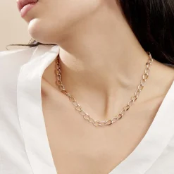 Collier Joice Maille Alternée Et Godronne Or Bicolore