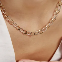 Collier Joice Maille Alternée Et Godronne Or Bicolore