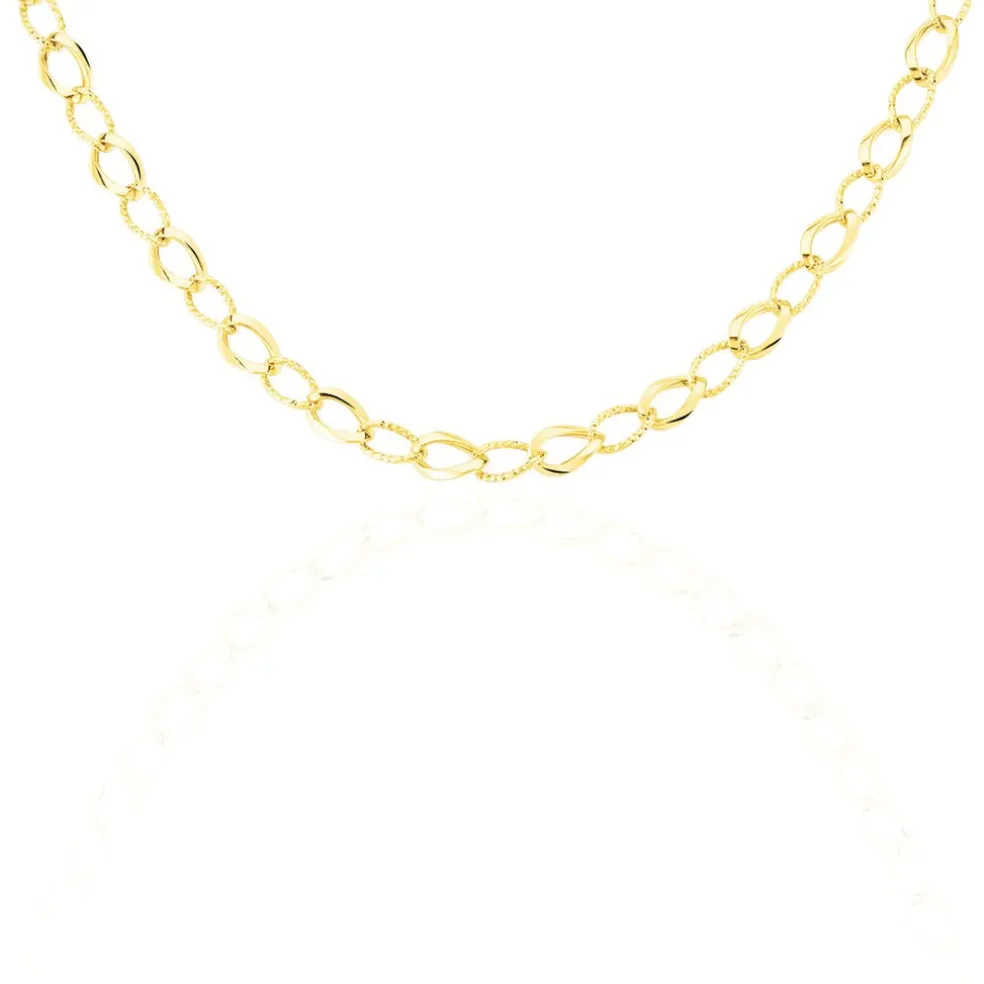 Collier Joice Maille Alternée Et Godronne Or Jaune