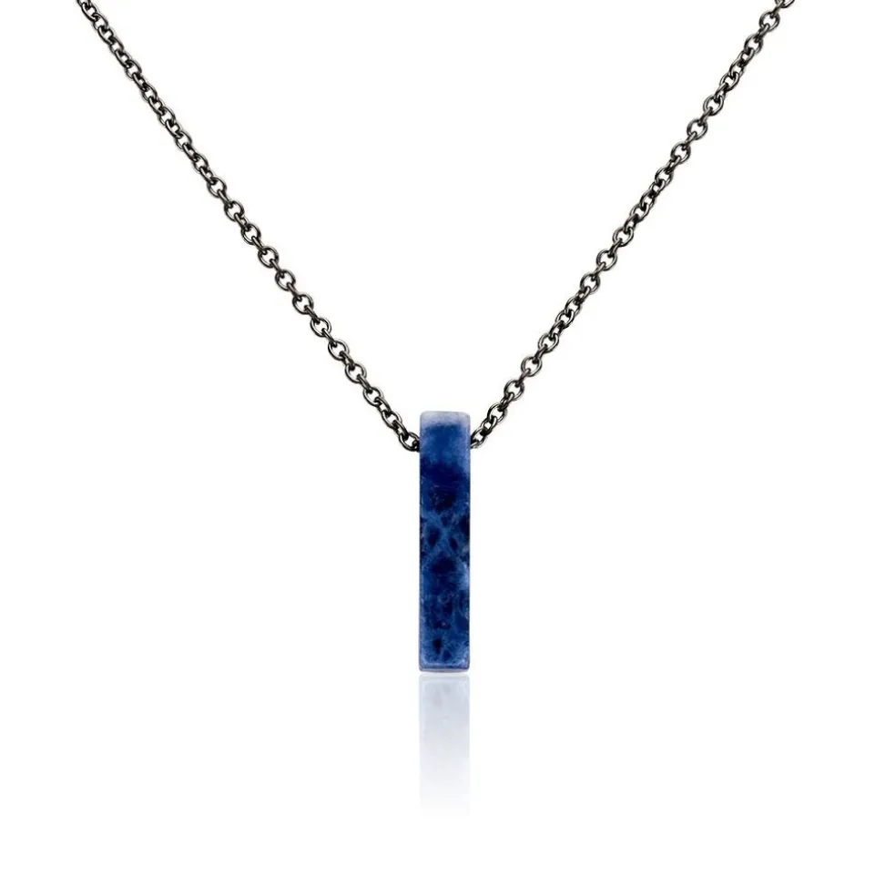 Collier Jourdan Acier Noir Sodalite