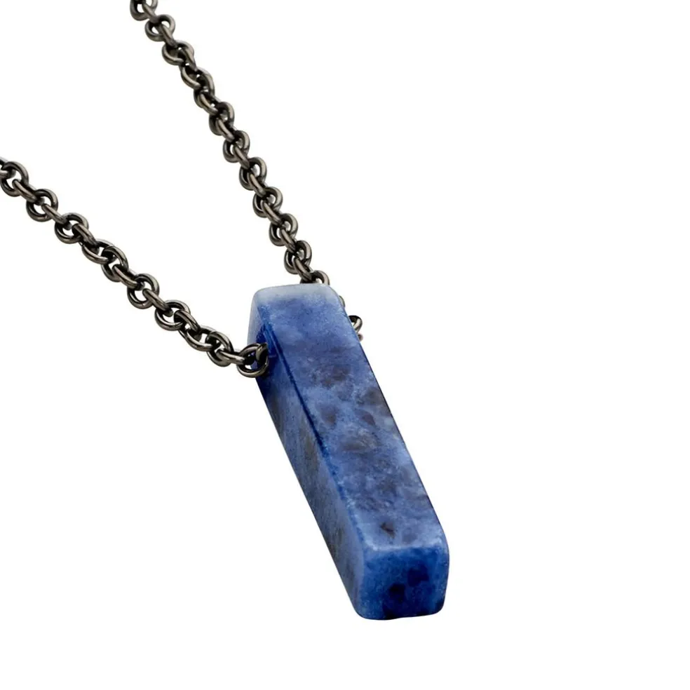 Collier Jourdan Acier Noir Sodalite