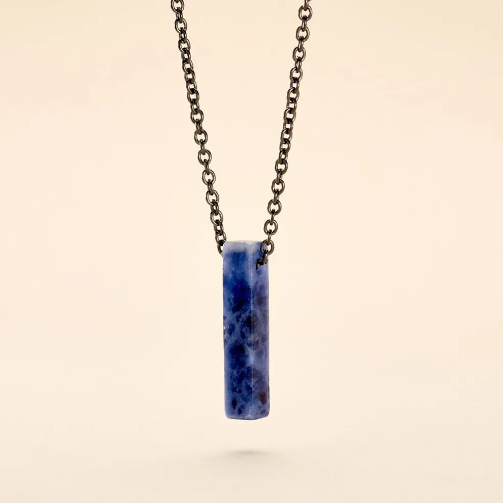 Collier Jourdan Acier Noir Sodalite