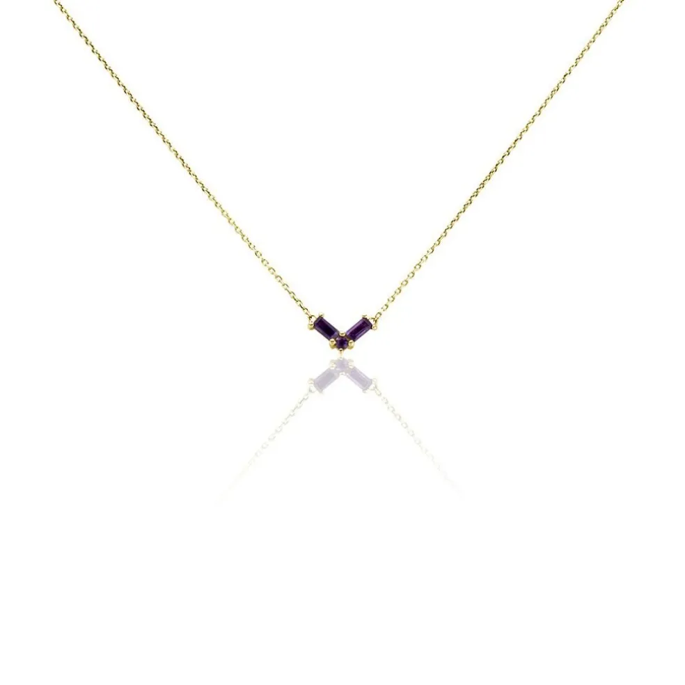 Collier Lavender Or Jaune Améthyste