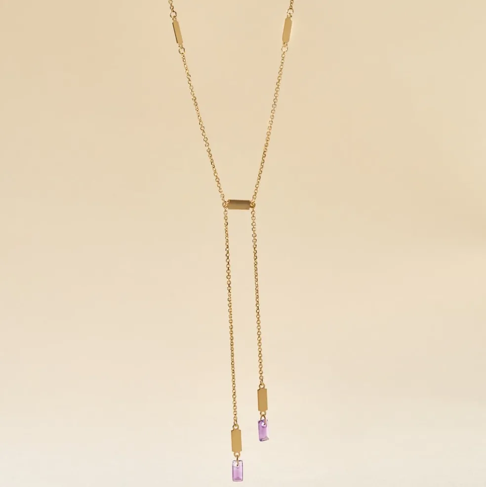 Collier Lavender Or Jaune Améthyste