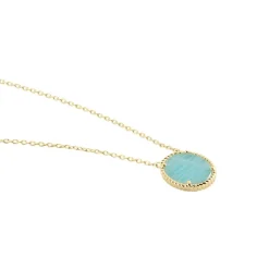 Collier Leeve Plaqué Or Jaune Amazonite