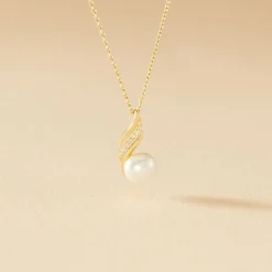 Collier Leta Or Jaune Perle De Culture Et Oxyde De Zirconium