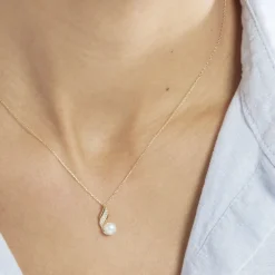 Collier Leta Or Jaune Perle De Culture Et Oxyde De Zirconium