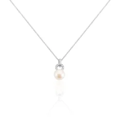 Collier Lilio Argent Blanc Perle De Culture Et Oxyde De Zirconium