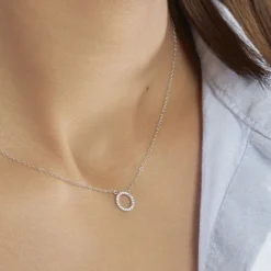 Collier Lim Or Blanc Oxyde De Zirconium