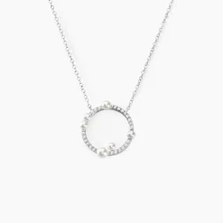 Collier Lua Argent Blanc Oxyde De Zirconium Perle De Culture