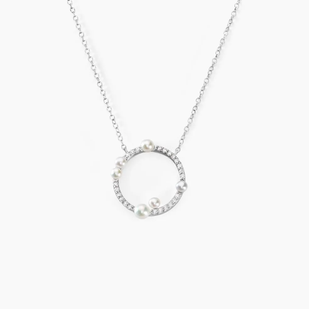 Collier Lua Argent Blanc Oxyde De Zirconium Perle De Culture