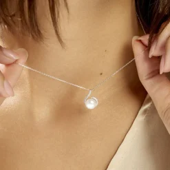 Collier Lucinda Or Blanc Perle De Culture Et Oxyde De Zirconium