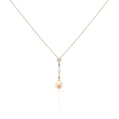 Collier Lynes Argent Rose Perle De Culture Et Oxyde De Zirconium