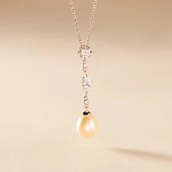 Collier Lynes Argent Rose Perle De Culture Et Oxyde De Zirconium