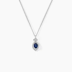 Collier Lys Or Blanc Saphir Et Diamant