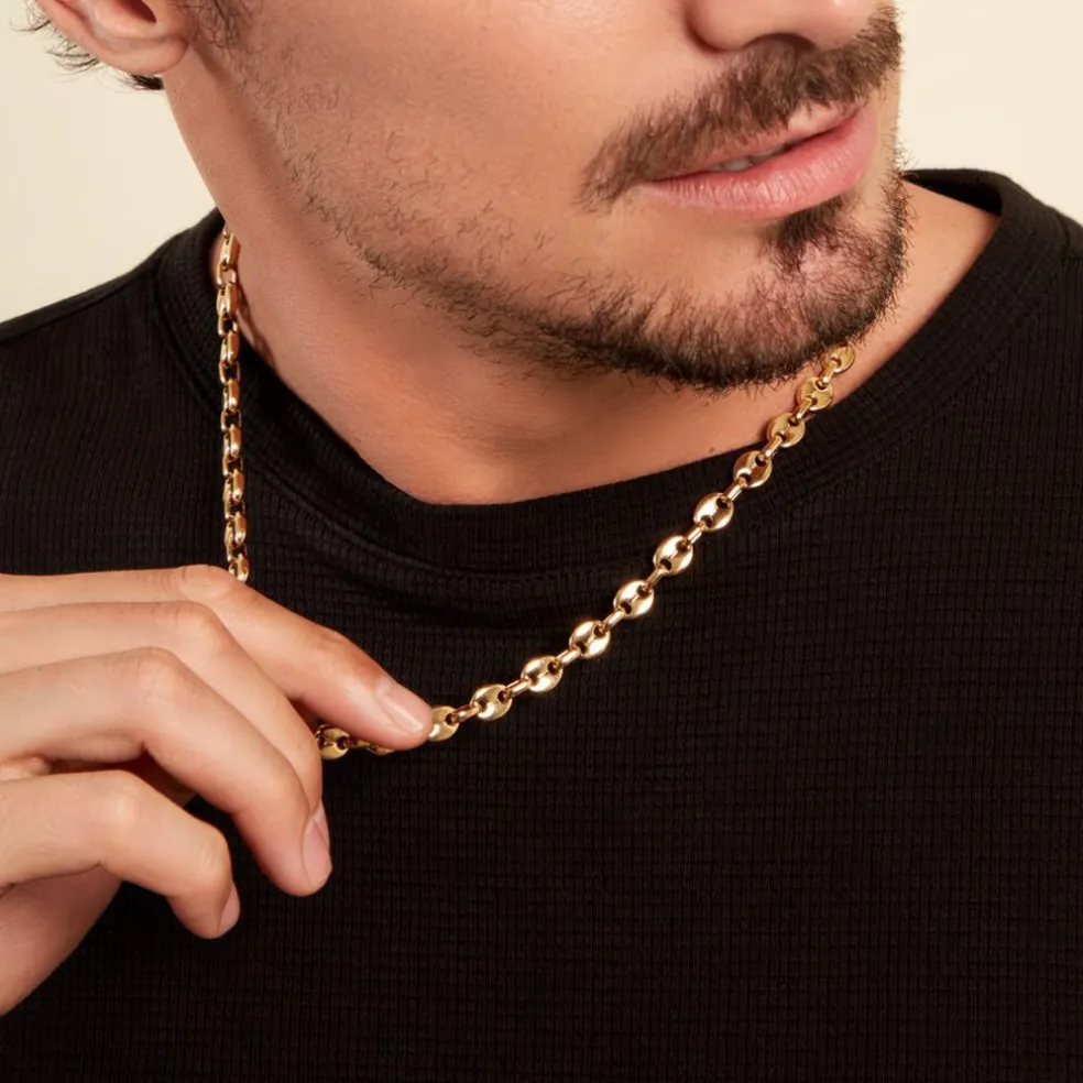 Collier Maille Acier Doré Cadia