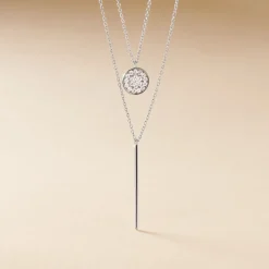 Collier Manna Argent Blanc Oxyde De Zirconium