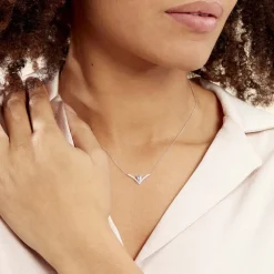 Collier Marlene Or Blanc Topaze Et Oxyde De Zirconium