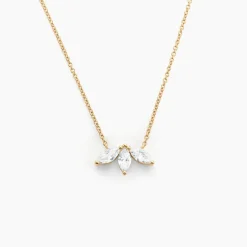 Collier Marquise Or Jaune Oxyde De Zirconium