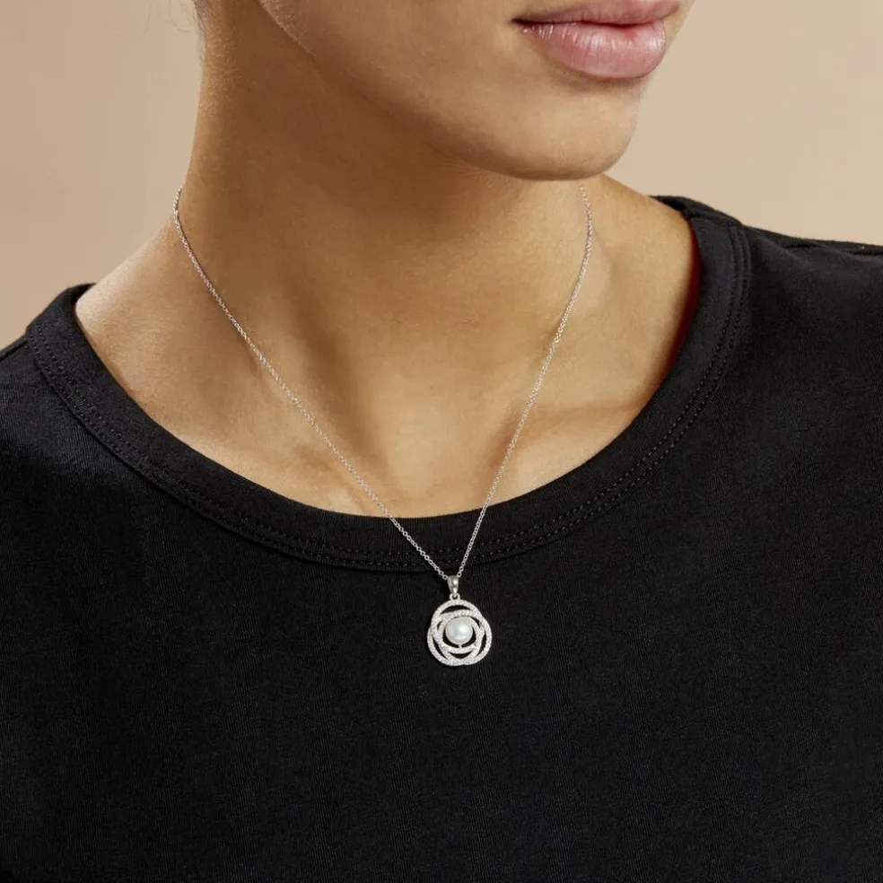 Collier Matilda Argent Blanc Perle De Culture Et Oxyde De Zirconium