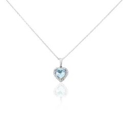 Collier Meliora Or Blanc Topaze Bleu Sky Oxyde De Zirconium