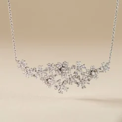 Collier Midnight Flower Argent Blanc Oxyde De Zirconium