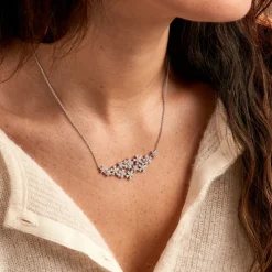 Collier Midnight Flower Argent Blanc Oxyde De Zirconium