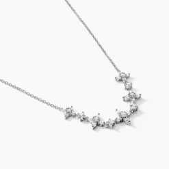 Collier Midnight Flower Argent Blanc Oxyde De Zirconium