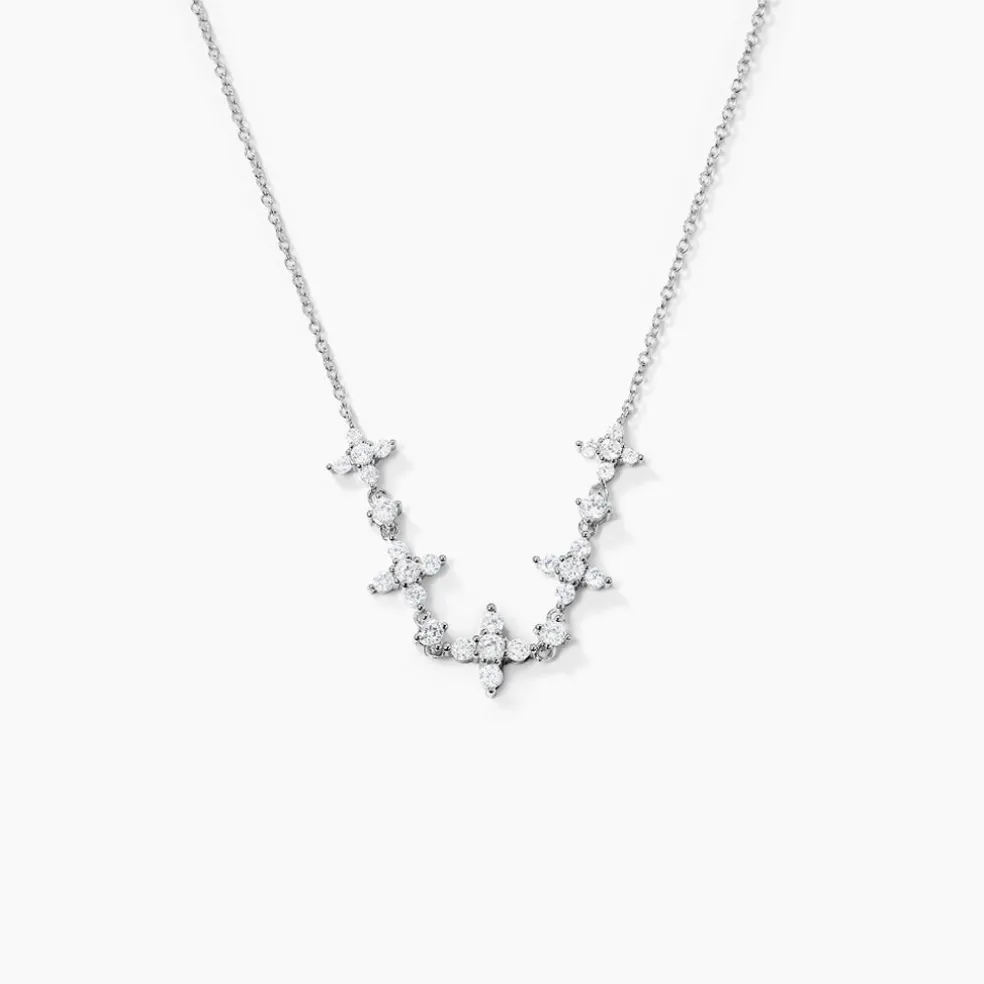 Collier Midnight Flower Argent Blanc Oxyde De Zirconium