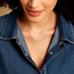 Collier Midnight Flower Argent Blanc Oxyde De Zirconium