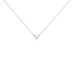 Collier Mori Argent Blanc Oxyde De Zirconium Et Nacre