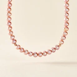 Collier Multicolore Or Jaune Perle De Culture