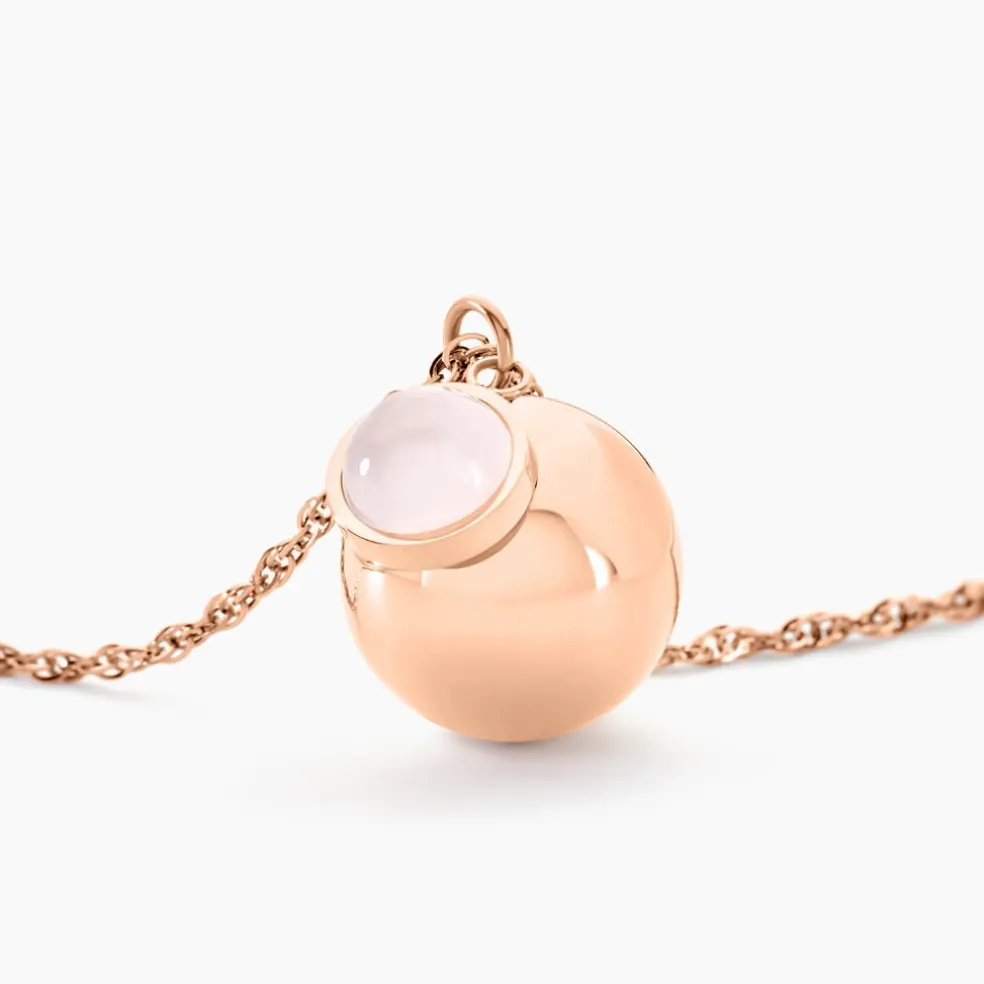 Collier My Bola Acier Rose Quartz
