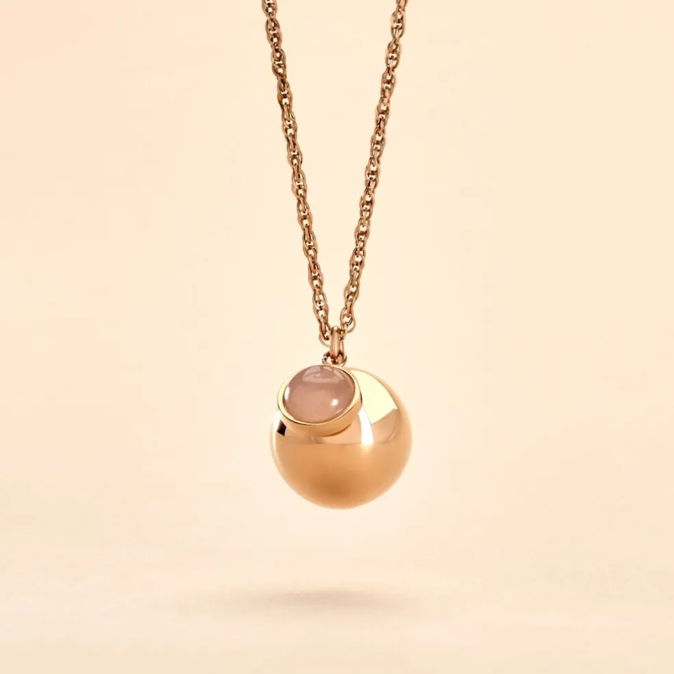 Collier My Bola Acier Rose Quartz
