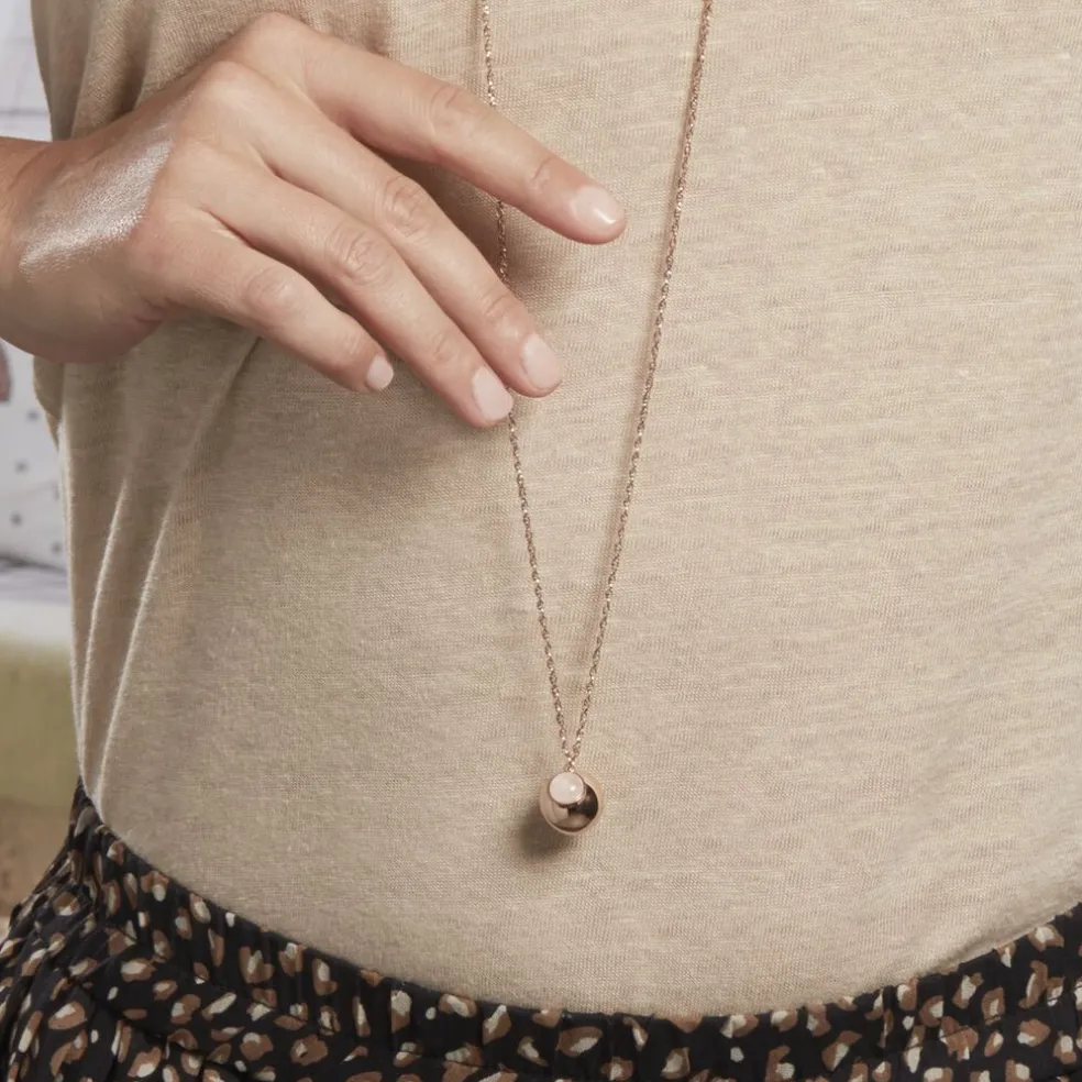 Collier My Bola Acier Rose Quartz