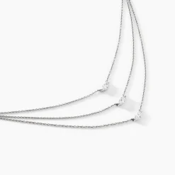 Collier Navette Argent Blanc Oxyde De Zirconium