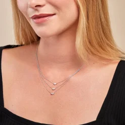 Collier Navette Argent Blanc Oxyde De Zirconium