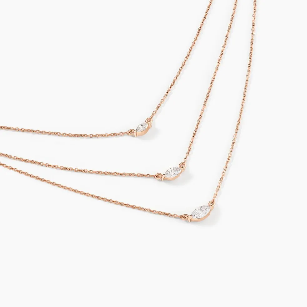 Collier Navette Argent Rose Oxyde De Zirconium