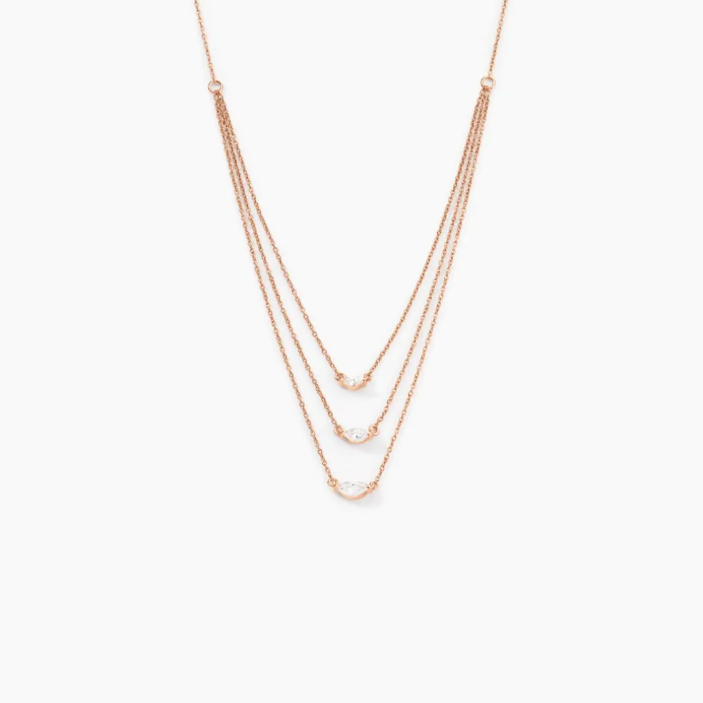 Collier Navette Argent Rose Oxyde De Zirconium