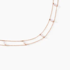 Collier Navette Argent Rose Oxyde De Zirconium