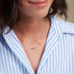 Collier Navette Or Jaune Emeraude Diamant