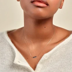 Collier Navette Or Jaune Saphir Diamant