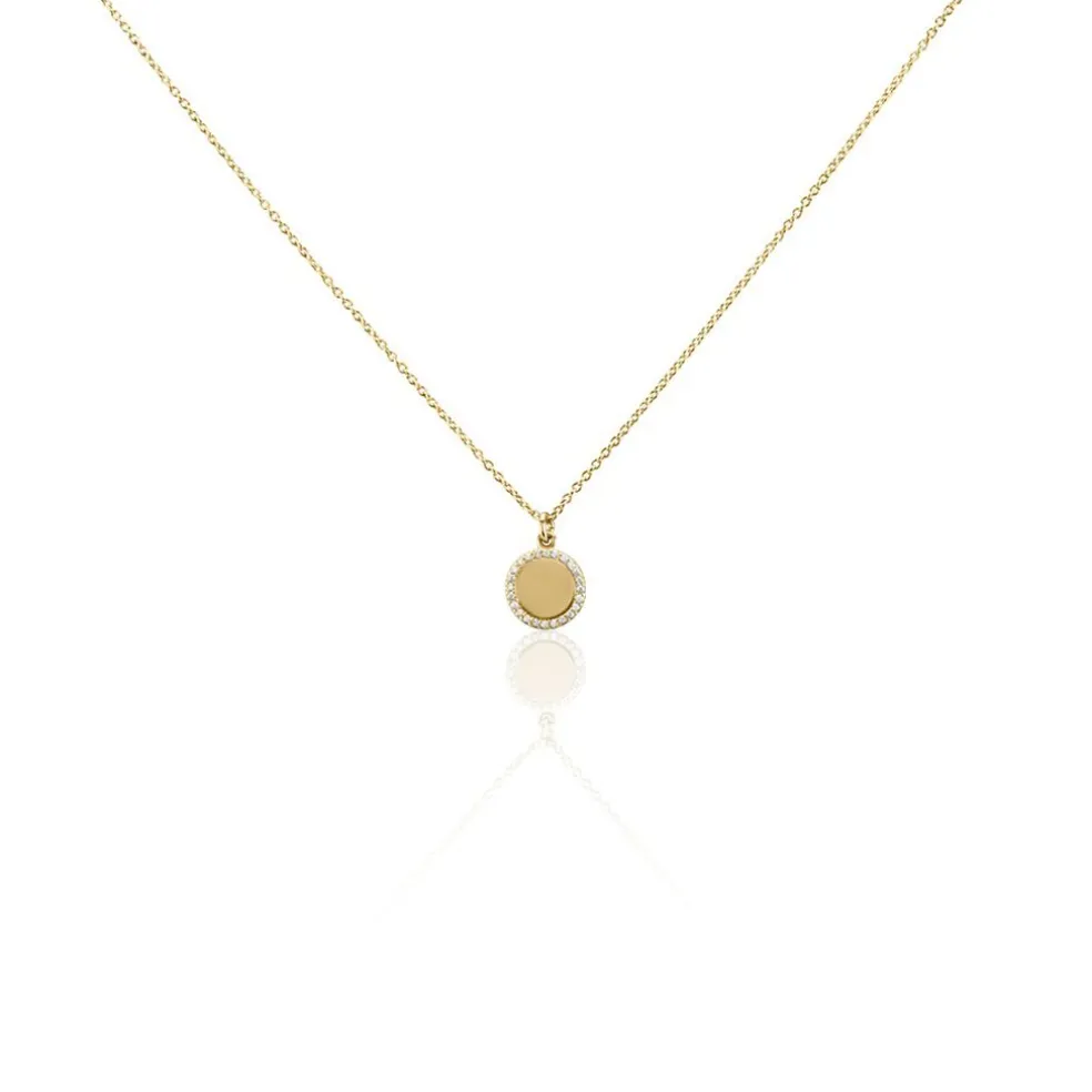 Collier Nehemiah Plaque Or Oxyde De Zirconium