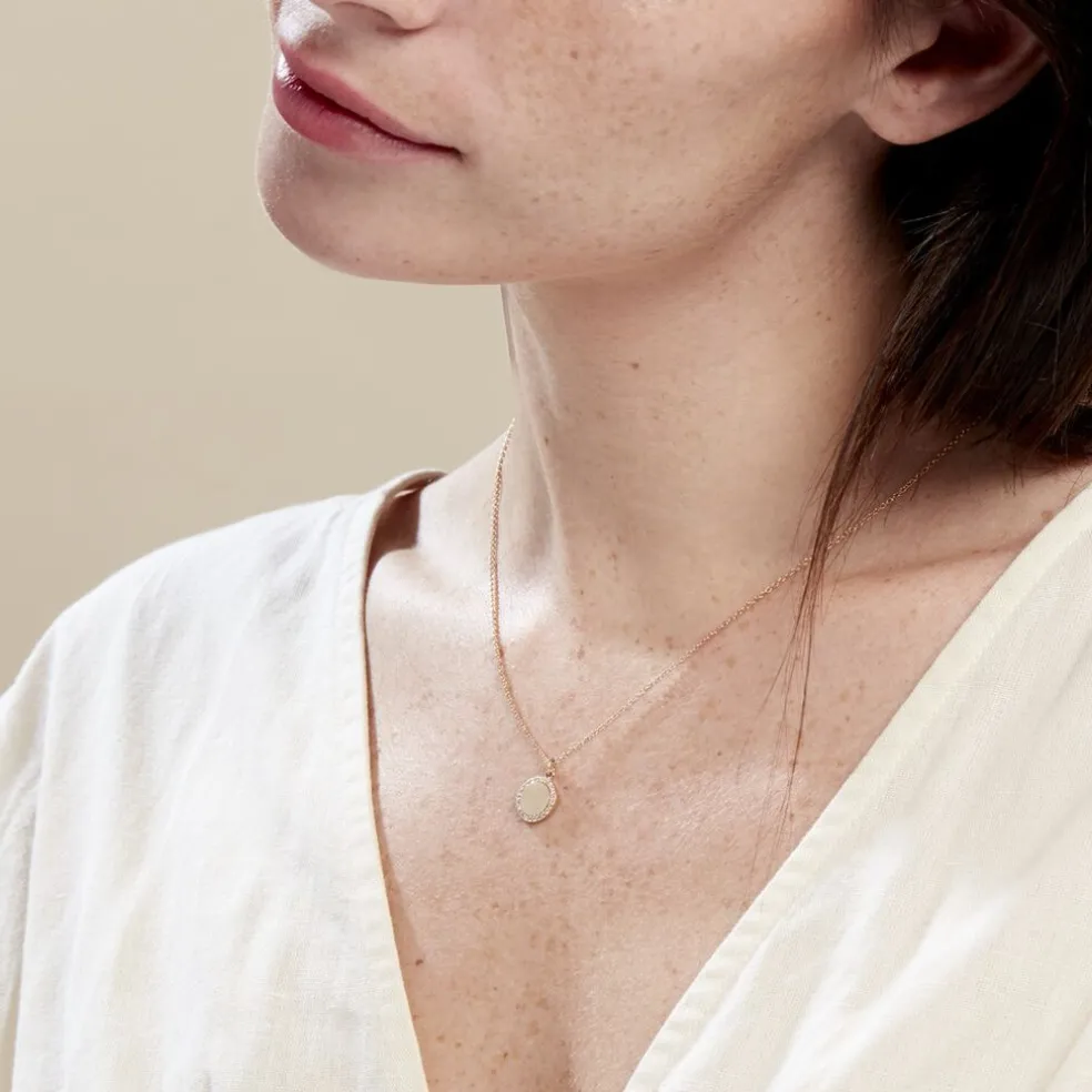 Collier Nehemiah Plaque Or Oxyde De Zirconium